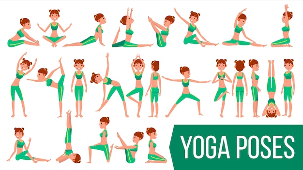 Yoga woman poses  character.