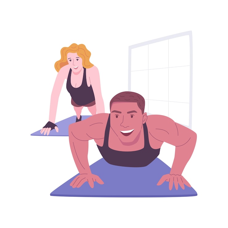 Vector yoga workout isolated cartoon vector illustrations