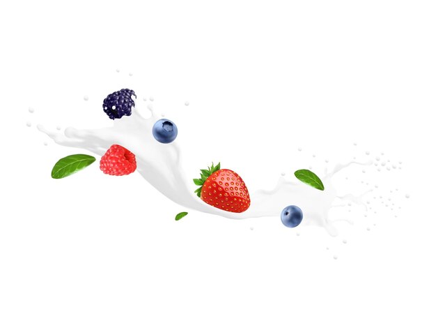 Yoghurt drink melk swirl en golf splash milkshake