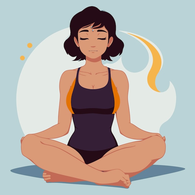 yogi meditating cartoon illustration relax peace