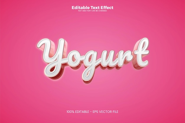 Редактируемый текстовый эффект йогурта в современном трендовом стиле Premium векторы