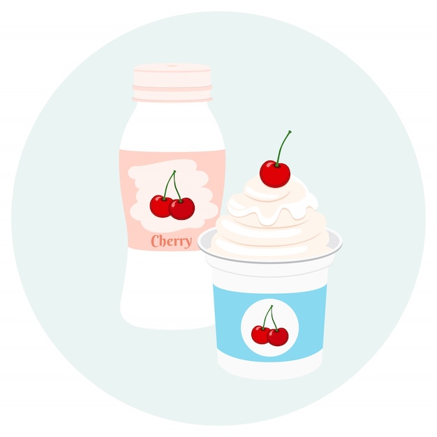 Vector yogurt healthy cream milk product in plastic container