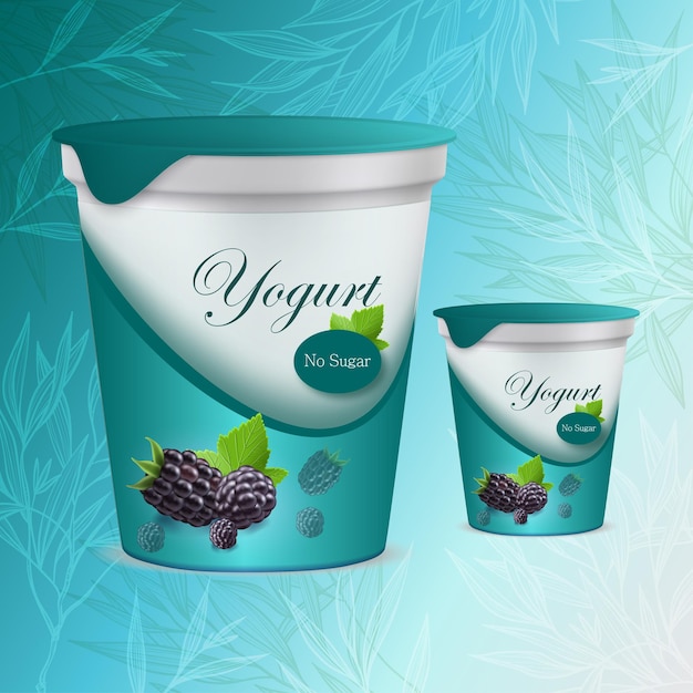 Vettore progettazione dell'imballaggio dello yogurt