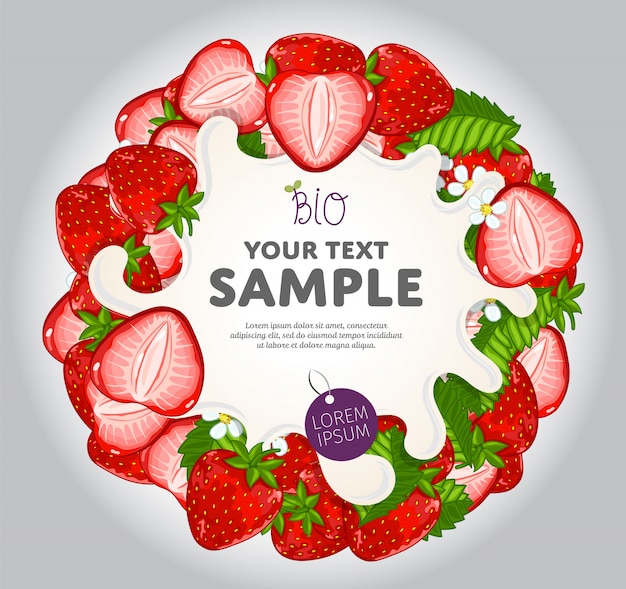 Yogurt splash on strawberries wreath, .