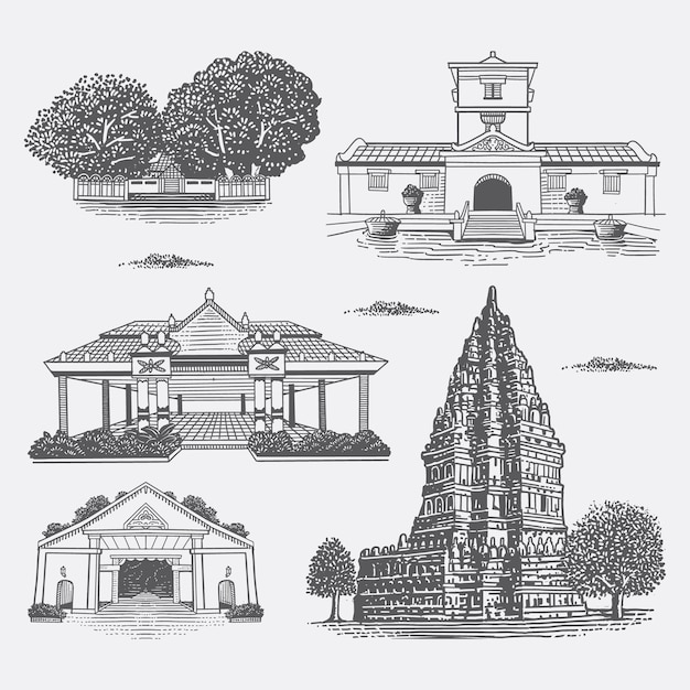 Иллюстрация чертежа здания наследия джокьякарты