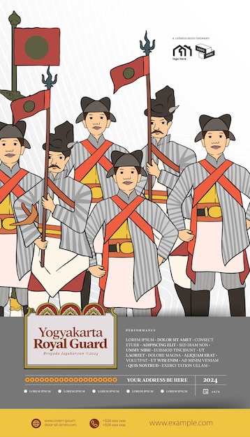 yogyakarta royal guard bregada jagakaryan hand drawn illustration