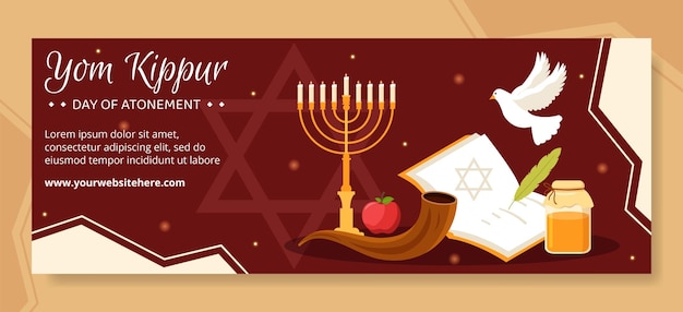 Vector yom kippur day celebration cover template hand drawn cartoon flat illustration