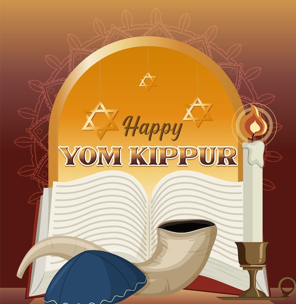 Vector yom kippur jewish day