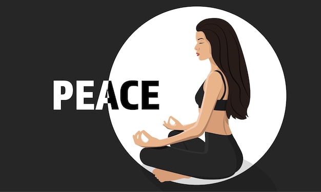 Vector yong woman practices yoga and meditates in the lotus position vector illustration