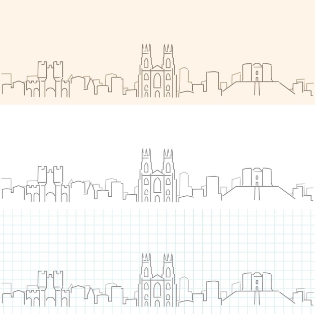 Vector york hand drawn profile skyline