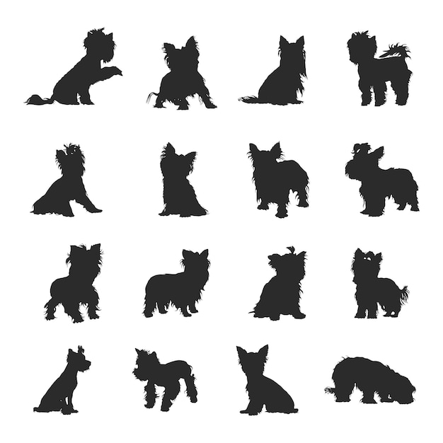 Yorkshire terrier dog silhouettes