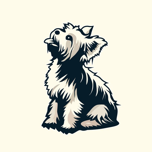 Yorkshire terrier sitting looking up illustration Vector