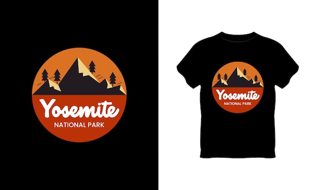 Вектор Йосемитский национальный парк винтажный дизайн футболки