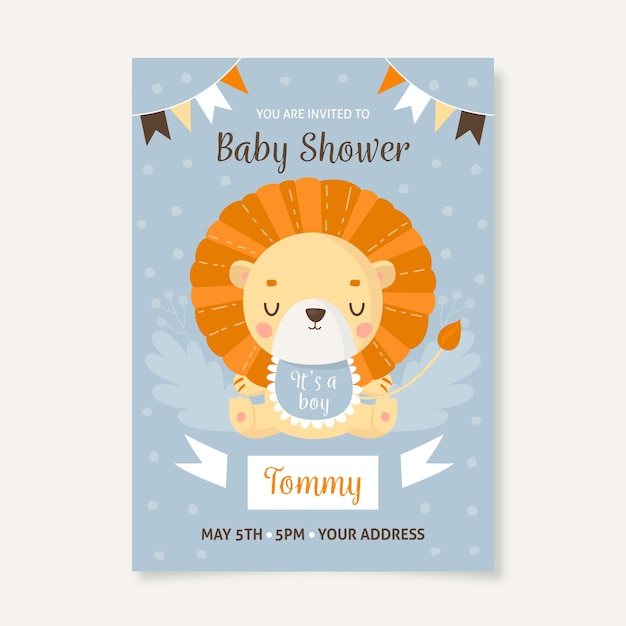 You are invited to baby shower for boy with lion