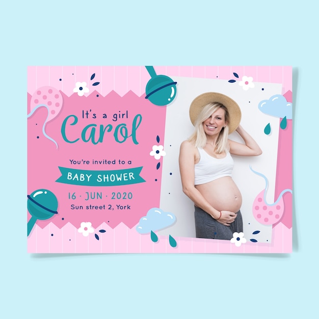 Vector you are invited to baby shower for girl with mother