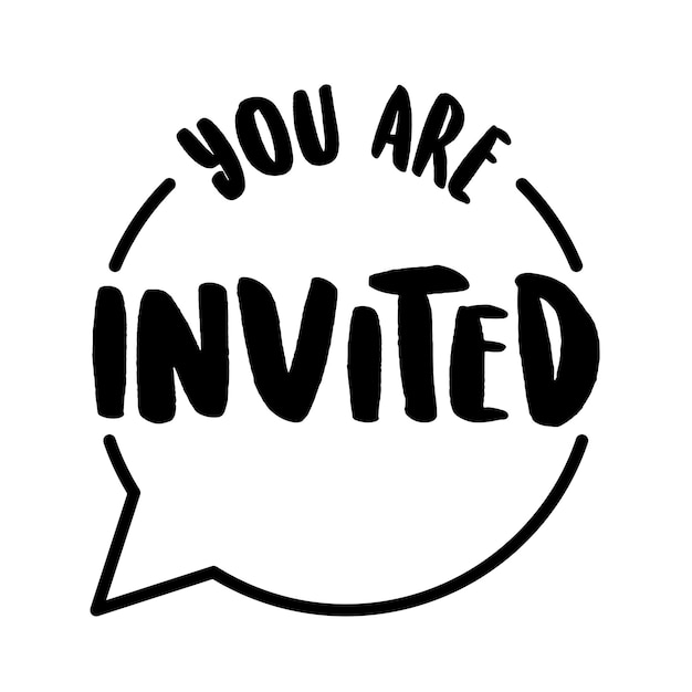 You are invited Lettering Event invitation design Flat vector illustration on white background