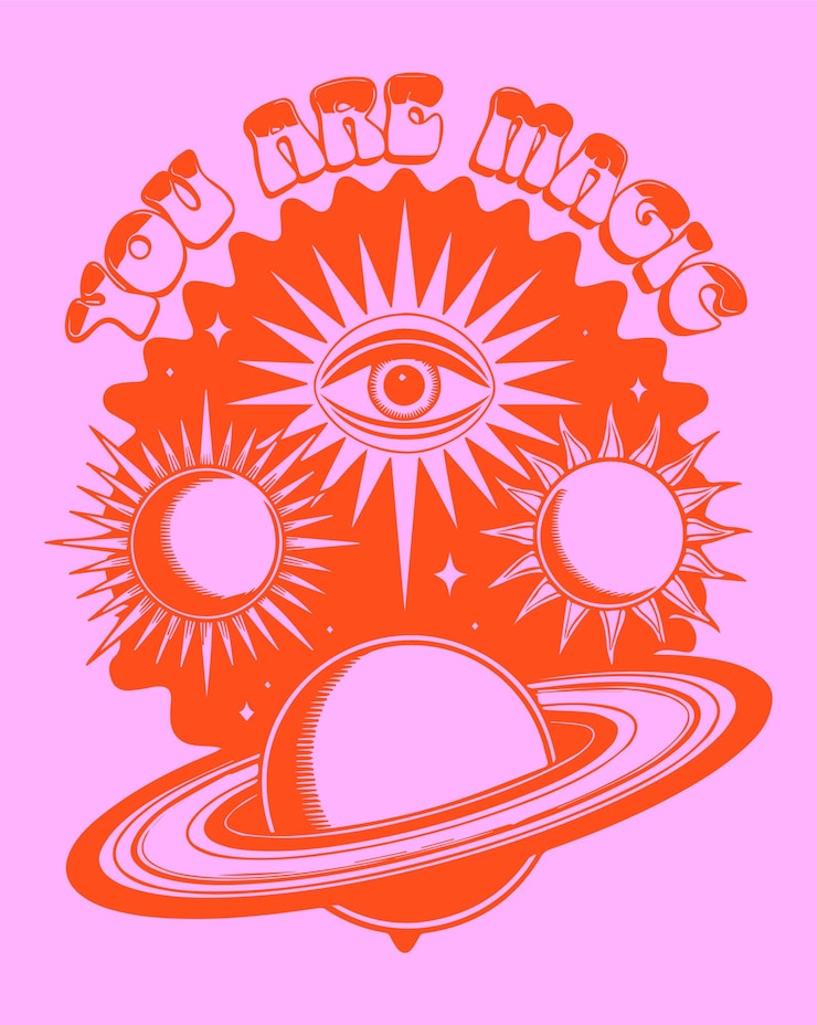 Vector you are magic retro illustration tshirt design vector