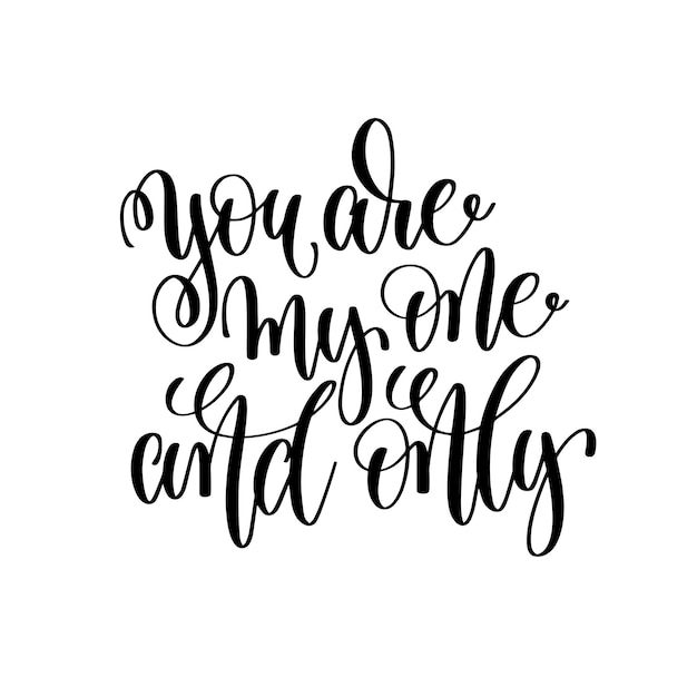 You are my one and only black and white hand ink lettering phrase celebration wedding