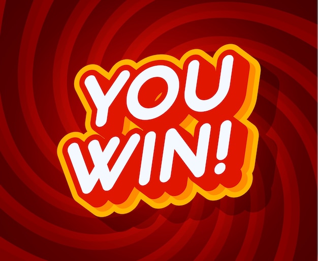 Vector you win red and yellow text effect template
