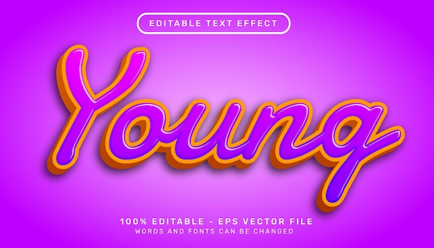 young 3d text effect and editable text effect