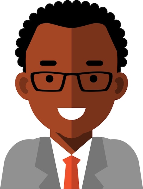 Vector young african american black man black business man in flat style