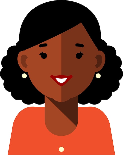 赤いブラウスのアバターの顔アイコンを着た若いアフリカ系アメリカ人の黒人女性