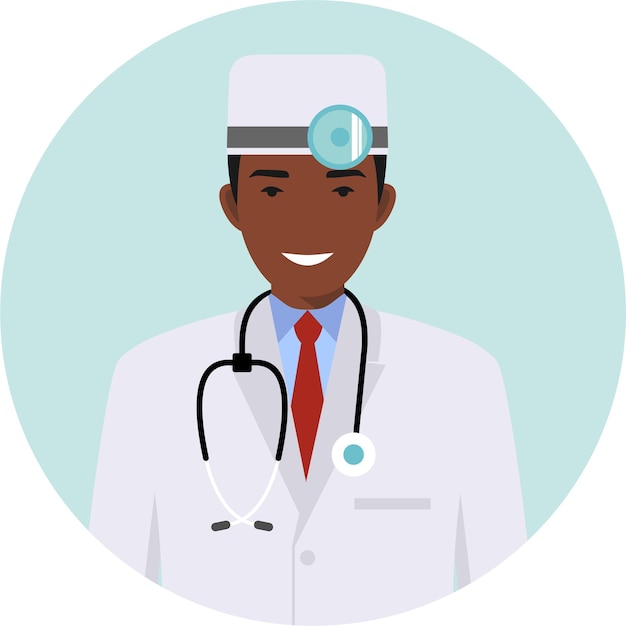 Young african american emergency doctor man character avatar icon in flat style vector illustration