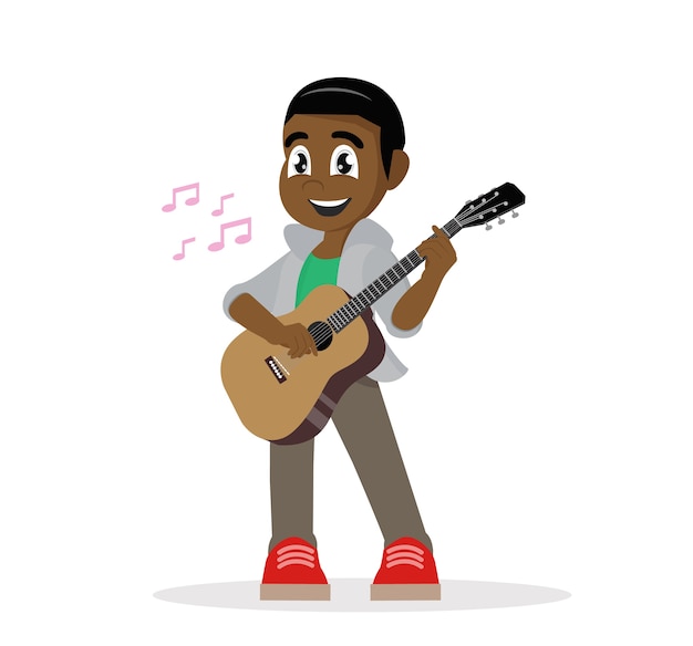 Young african man playing guitar.