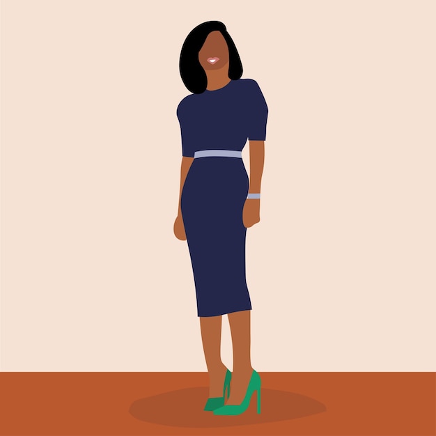 Vector young african woman in elegant line art style vector