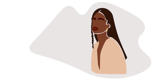 Young African woman in elegant line art style vector