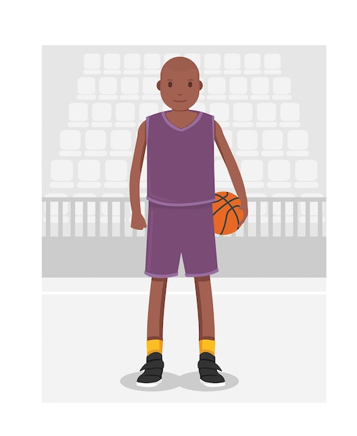 Vector young american african basketball player in purple uniform