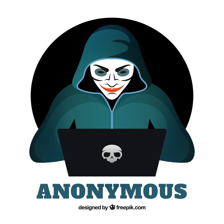 वेक्टर young anonymous hacker with flat design
