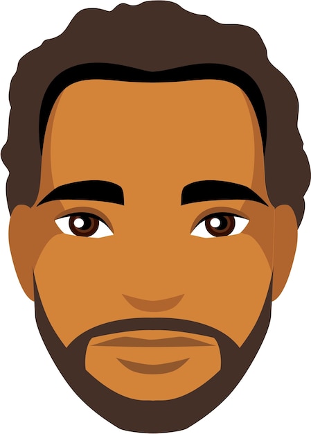 Vector young arab hispanic man with a brown beard and black hair. face icon portrait