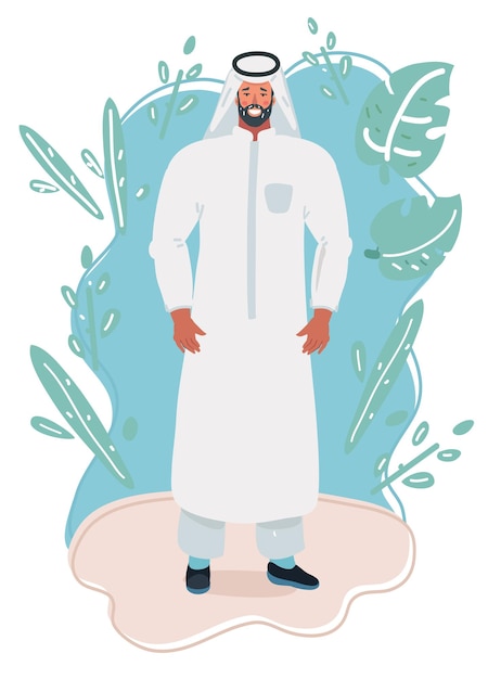Vector young arabic man wearing traditional wear