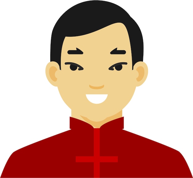국가 옷에 젊은 아시아 중국 남자 아바타 아이콘