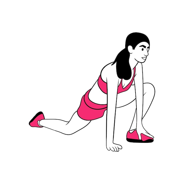 Young athlete woman lying down in gym vector illustrations