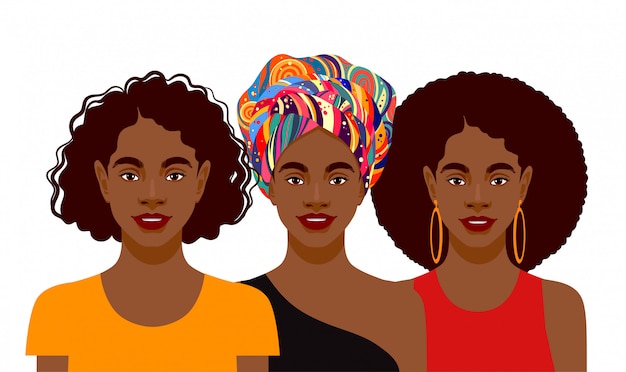 Vector young attractive african american women