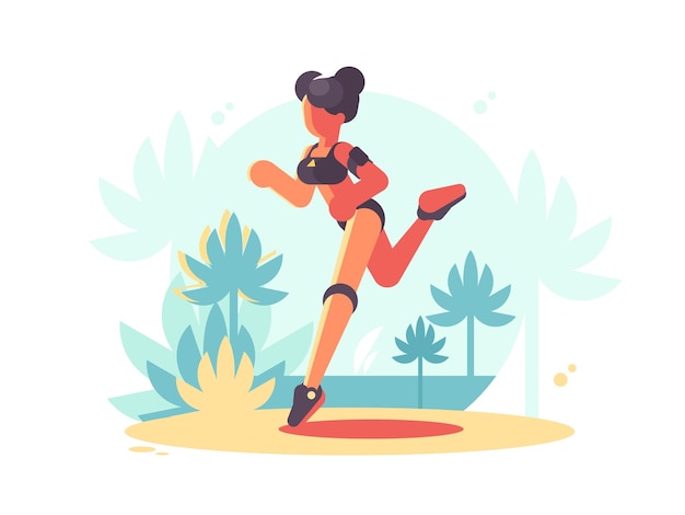 Vector young attractive girl running