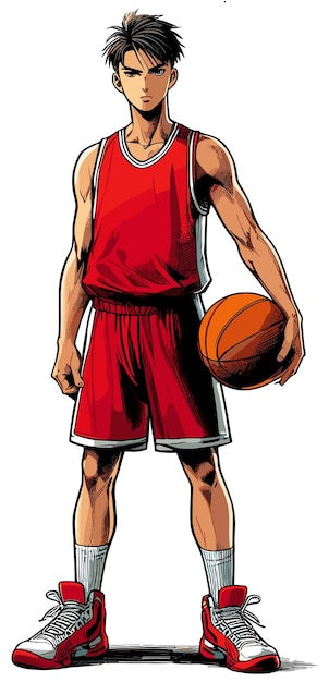 ベクトル分離アニメの若いバスケットボール選手のイラスト