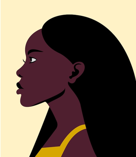 Young beautiful African Girl in profile with clean healthy hair