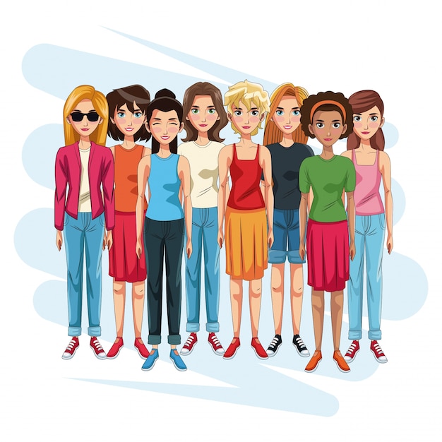 Vector young beautiful women