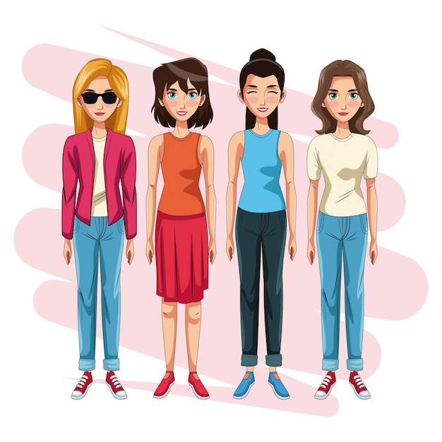 Vector young beautiful women