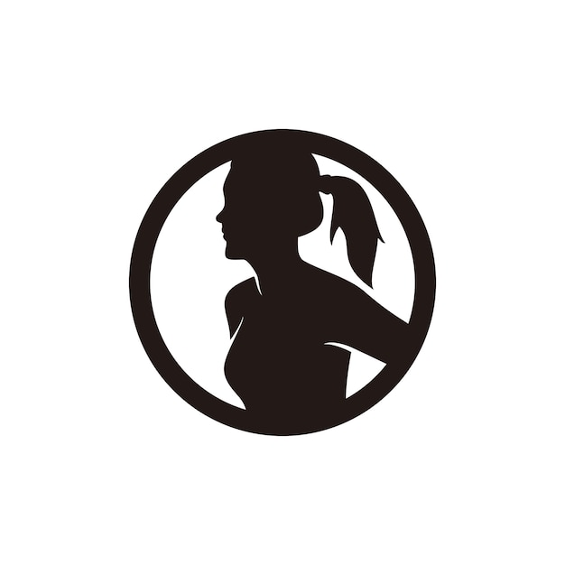 young beauty woman silhouette in the circle shape