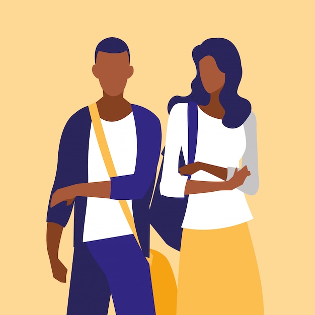 핸드백으로 젊은 흑인 부부 모델링