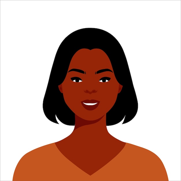 Young black woman in elegant vector portrait