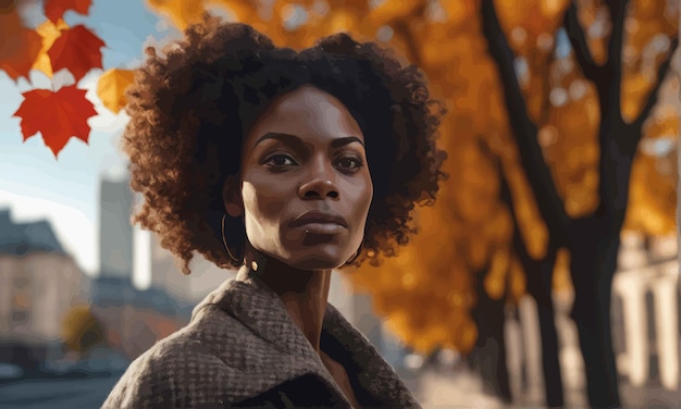 young black woman posing in autumn parkyoung black woman posing in autumn parkportrait of beautiful