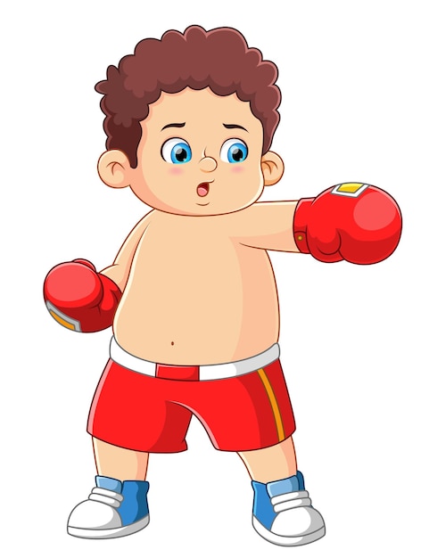 Young boxer during boxing exercises