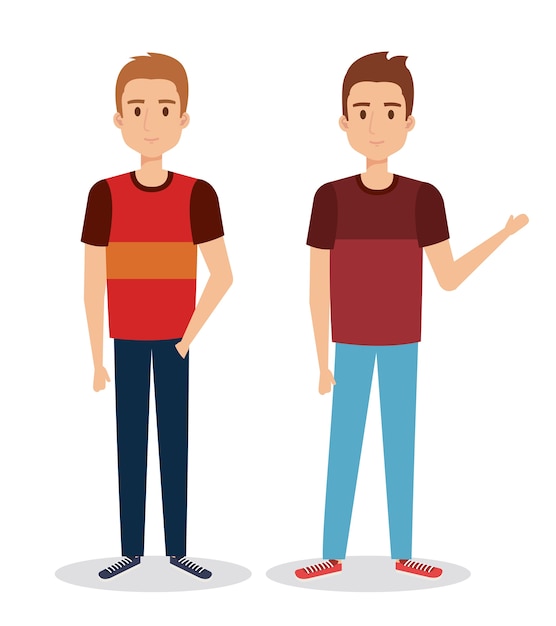 young boys avatars characters vector illustration design