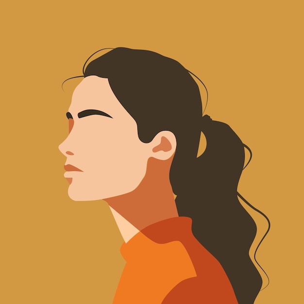 Young brunette girl without a face vector poster