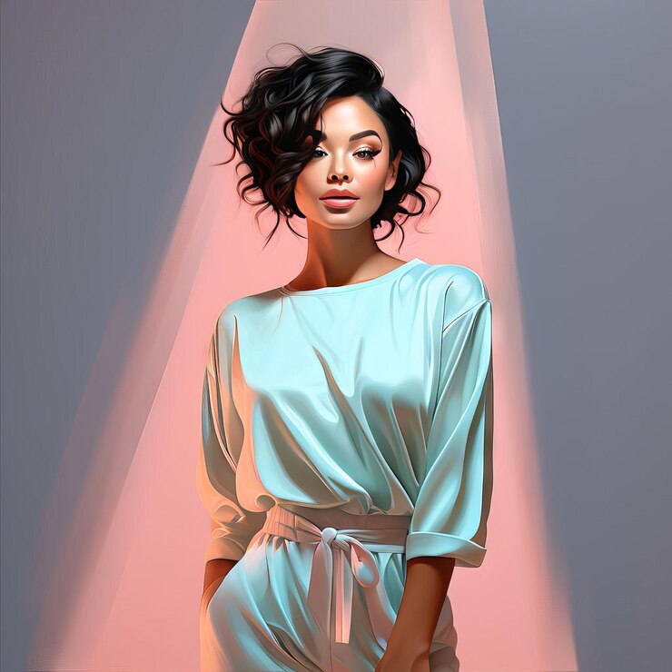 Vector young brunette woman with stylish makeup young brunette woman with stylish makeup